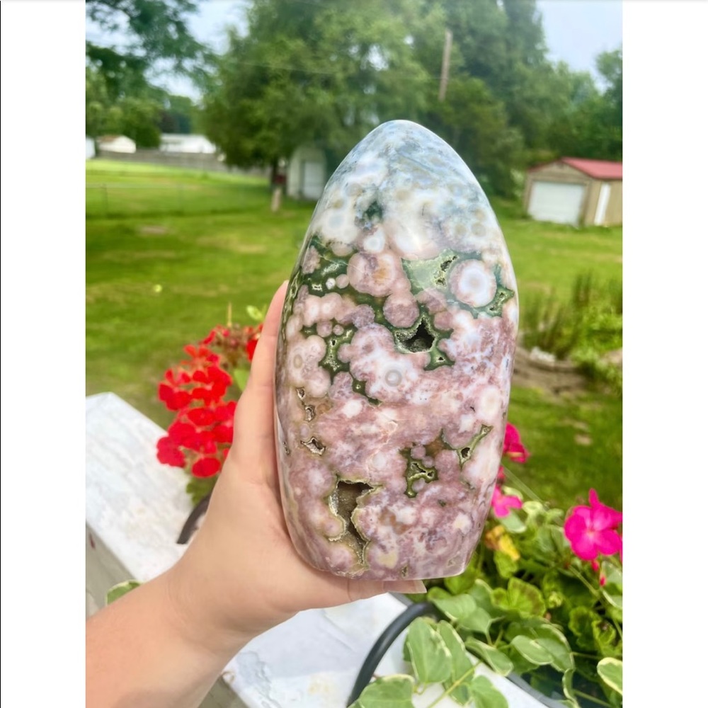 Pink/ mauve 8th vein ocean Jasper freeform - Picture 9 of 9
